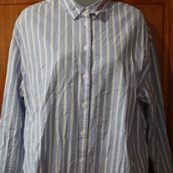 K Lab Striped Button Down Feminists "not your babe" Top Medium - Picture 5 of 13
